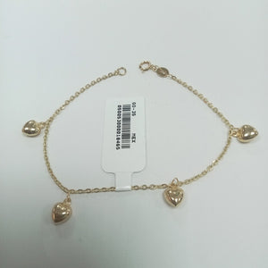 PULSERA ESP CON FIG CORAZONES 14K 18 CM 1.8 GR (NUEVO)