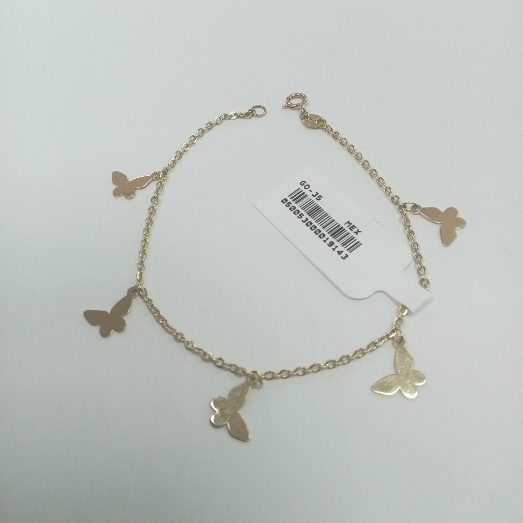 PULSERA ESPECIAL CON MARIPOSAS 14K 18 CM 2.1 GR (NUEVO)