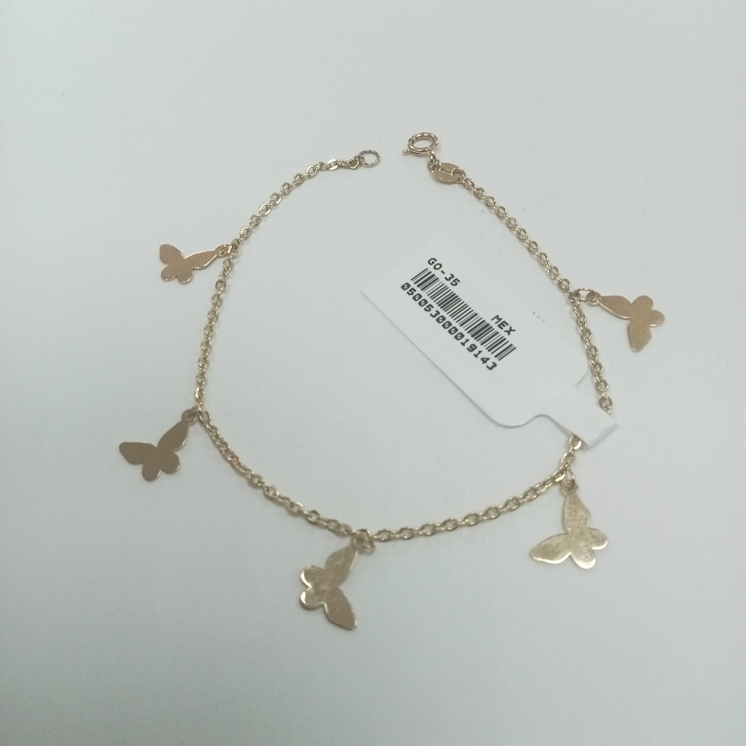 PULSERA ESPECIAL CON MARIPOSAS 14K 18 CM 2.1 GR (NUEVO)