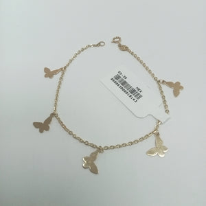 PULSERA ESPECIAL CON MARIPOSAS 14K 18 CM 2.1 GR (NUEVO)