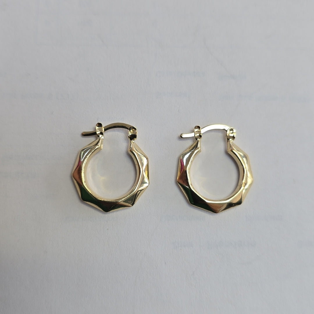 ARETES TEJIDO ARRACADAS FACETADAS 14K 1.8 GR (NUEVO)
