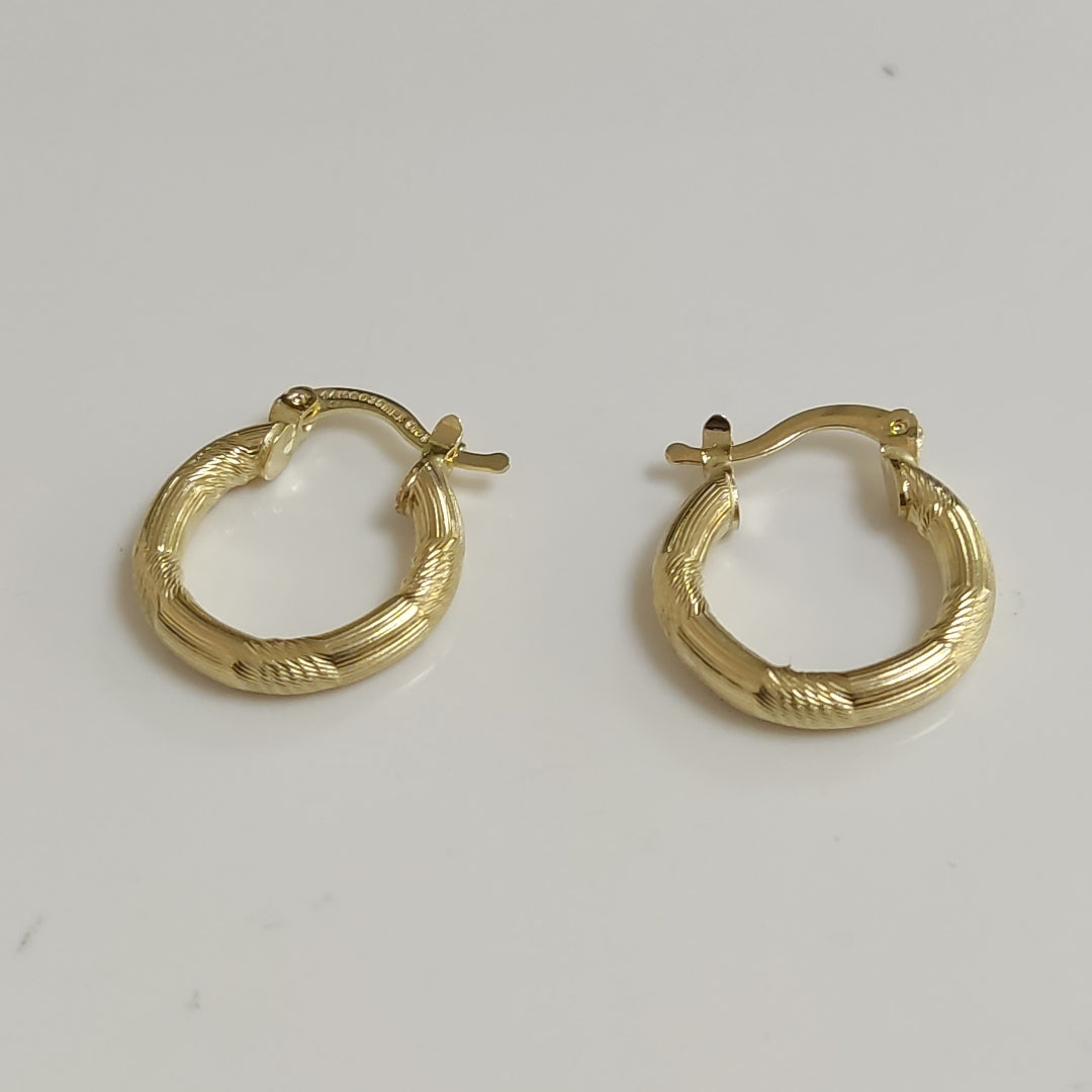 ARETES TEJIDO ARRACADAS CON DISEÑO 14K 2.7 GR (NUEVO)