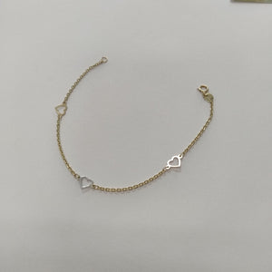 PULSERA ESPECIAL CON CORAZONES 14K 18 CM 1.2 GR (NUEVO)