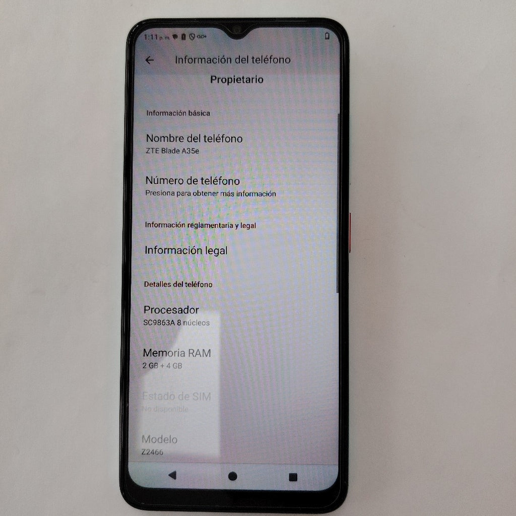 CELULAR ZTE BLADE A35E Z2466 (2024) 64 GB 2 GB RAM (SEMINUEVO)