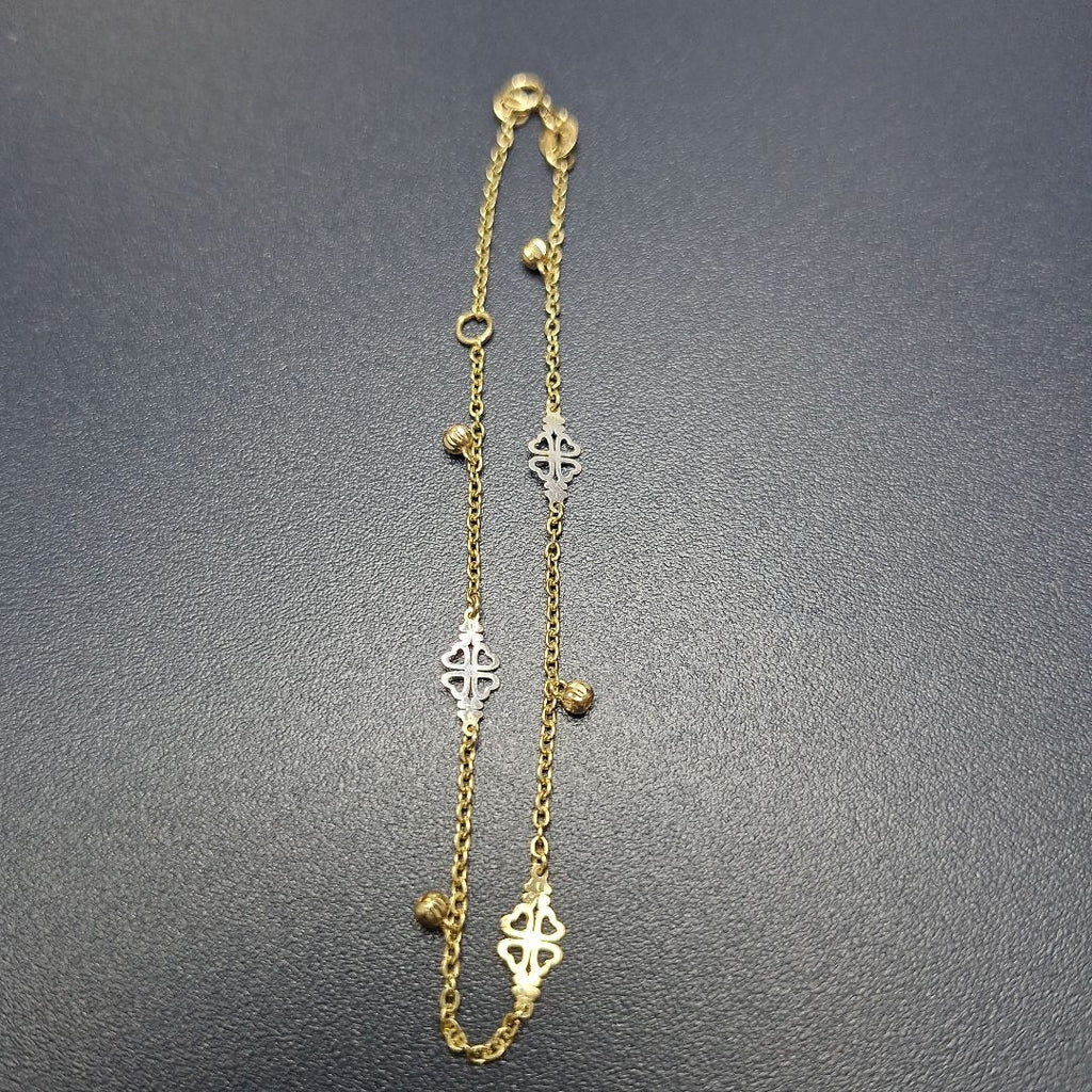 PULSERA ESPECIAL CON TREBOL 14K 18 CM 1.8 GR (NUEVO)