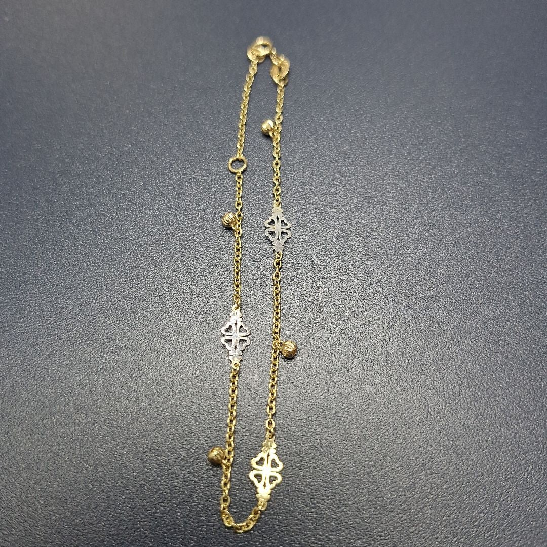 PULSERA ESPECIAL CON TREBOL 14K 18 CM 1.8 GR (NUEVO)