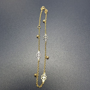 PULSERA ESPECIAL CON TREBOL 14K 18 CM 1.8 GR (NUEVO)