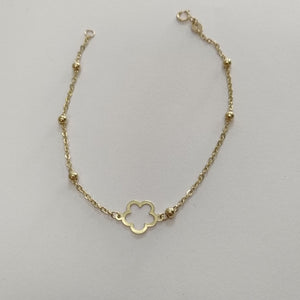 PULSERA TEJIDO ESPECIAL CON FLOR 14K 18 CM 1.6 GR (NUEVO)