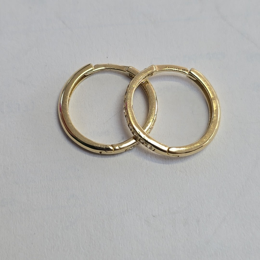 ARETES HUGGIES C CIRCONIA 14K 1.7 GR (NUEVO)