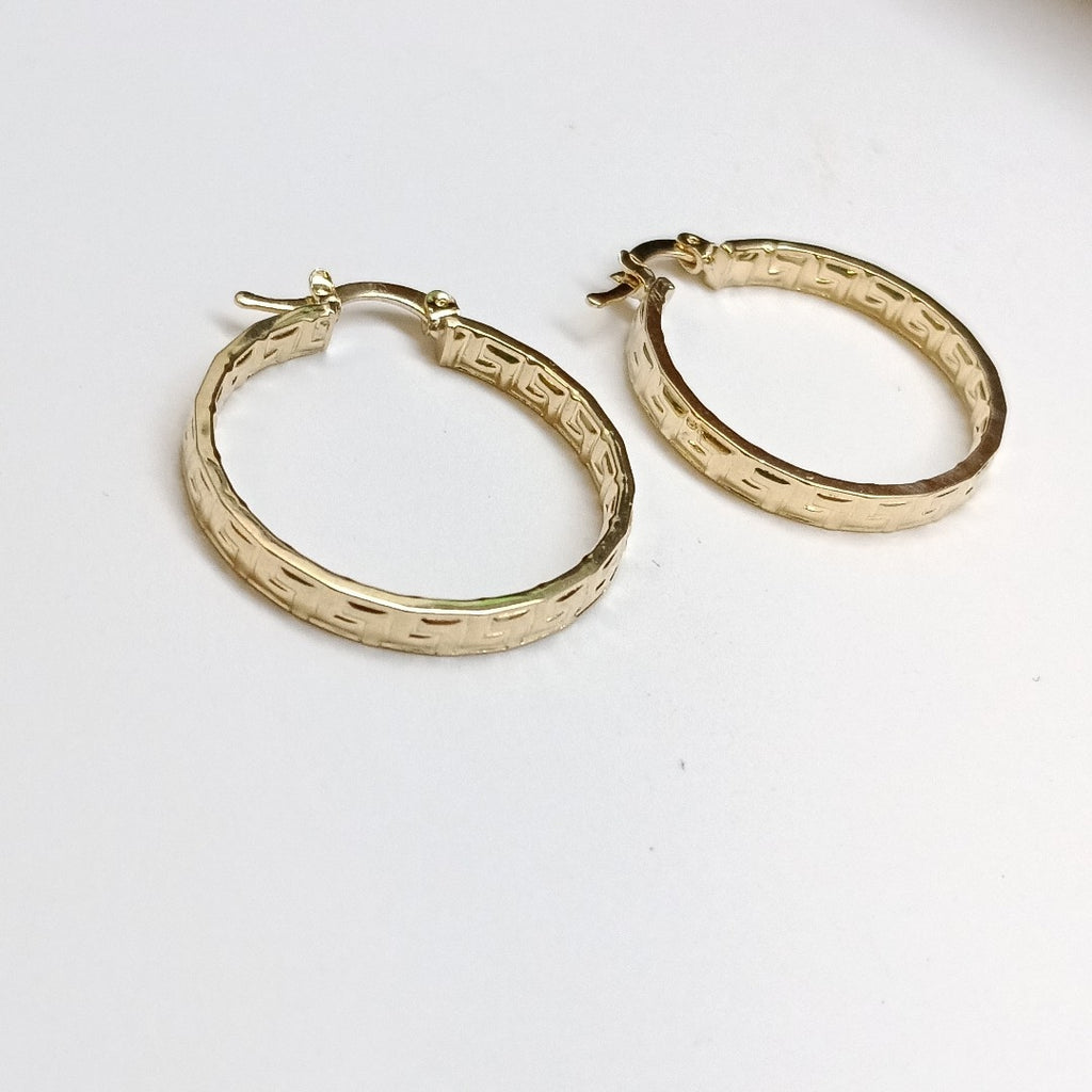 ARETES TEJIDO ARRACADA CON GRECAS 14K 2.7 GR (NUEVO)
