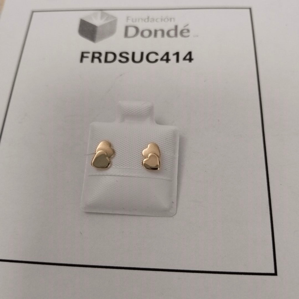 BROQUELES BROQUEL CORAZON DOBLE 14K 0.2171 GR (NUEVO)