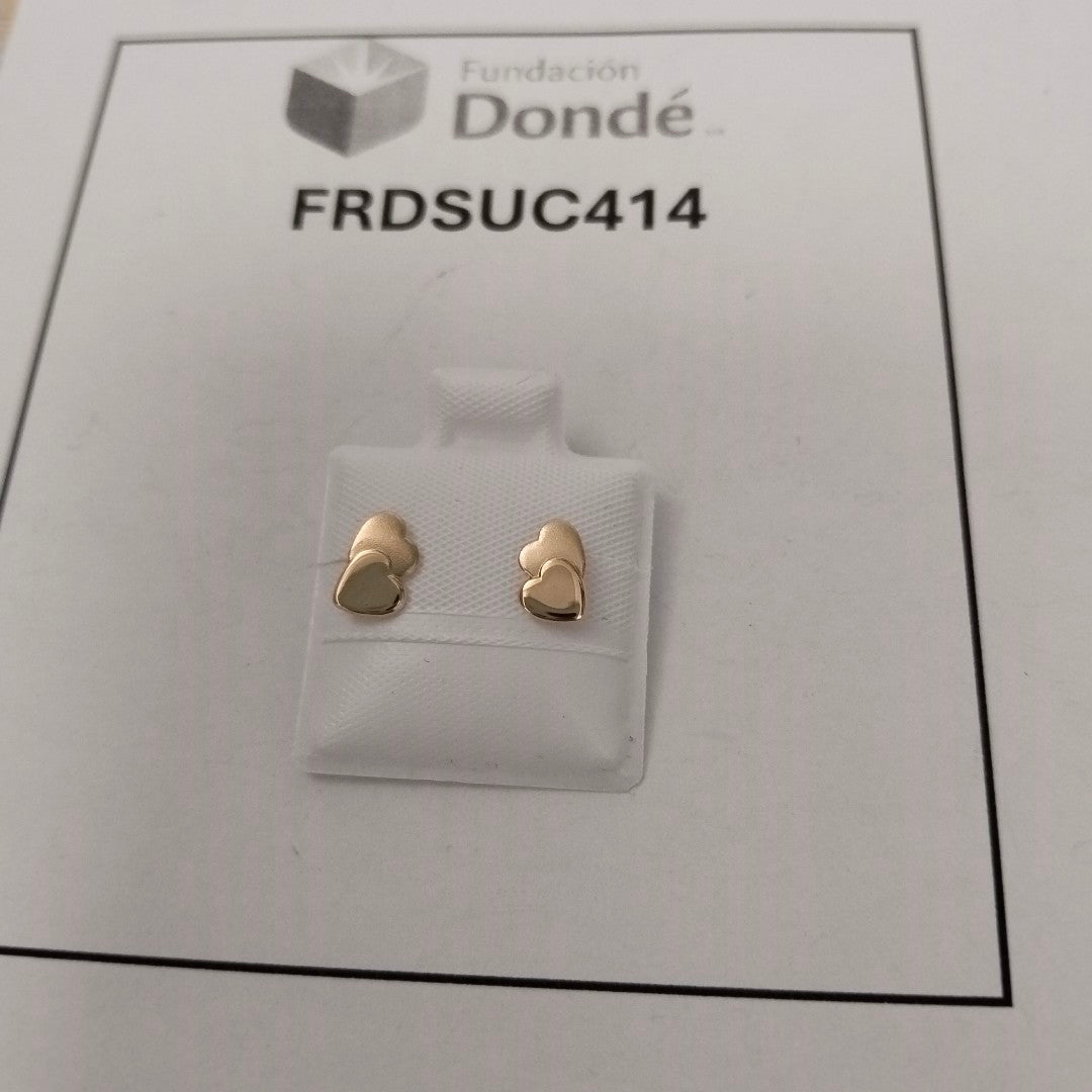 BROQUELES BROQUEL CORAZON DOBLE 14K 0.2171 GR (NUEVO)