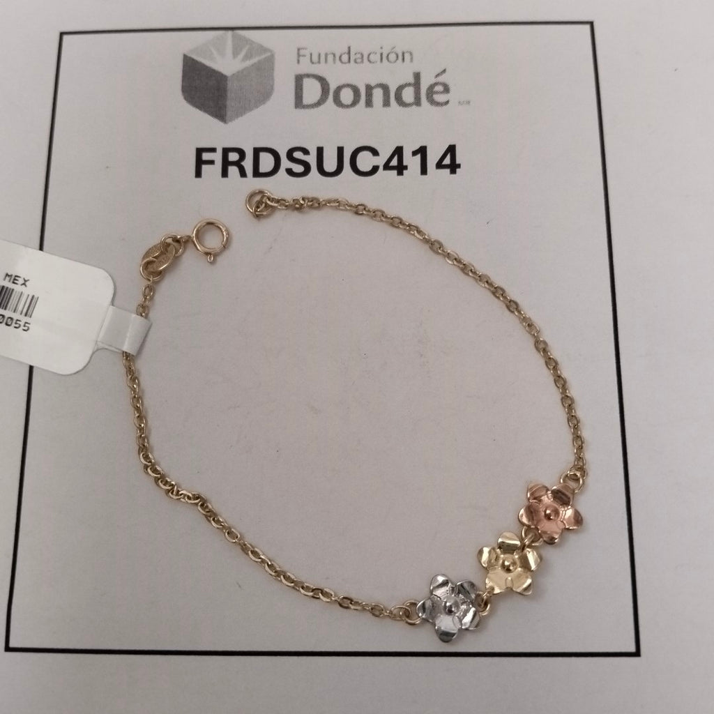 PULSERA TEJIDO ESPECIAL FIG FLORES 14K 18 CM 2.1 GR (NUEVO)