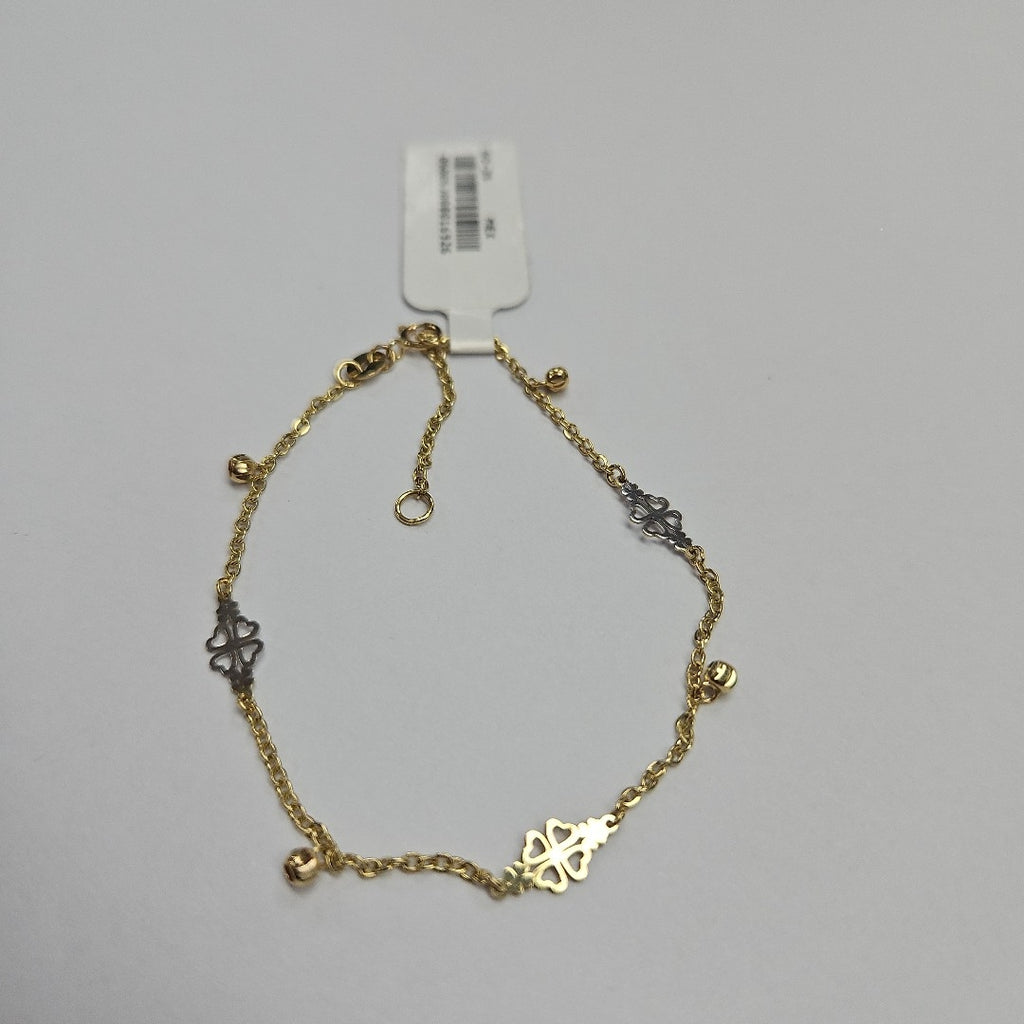 PULSERA ESPECIAL CON TREBOL 14K 18 CM 1.8 GR (NUEVO)