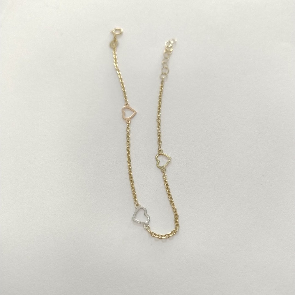 PULSERA ESPECIAL CON CORAZONES 10K 18 CM 1.2 GR (NUEVO)