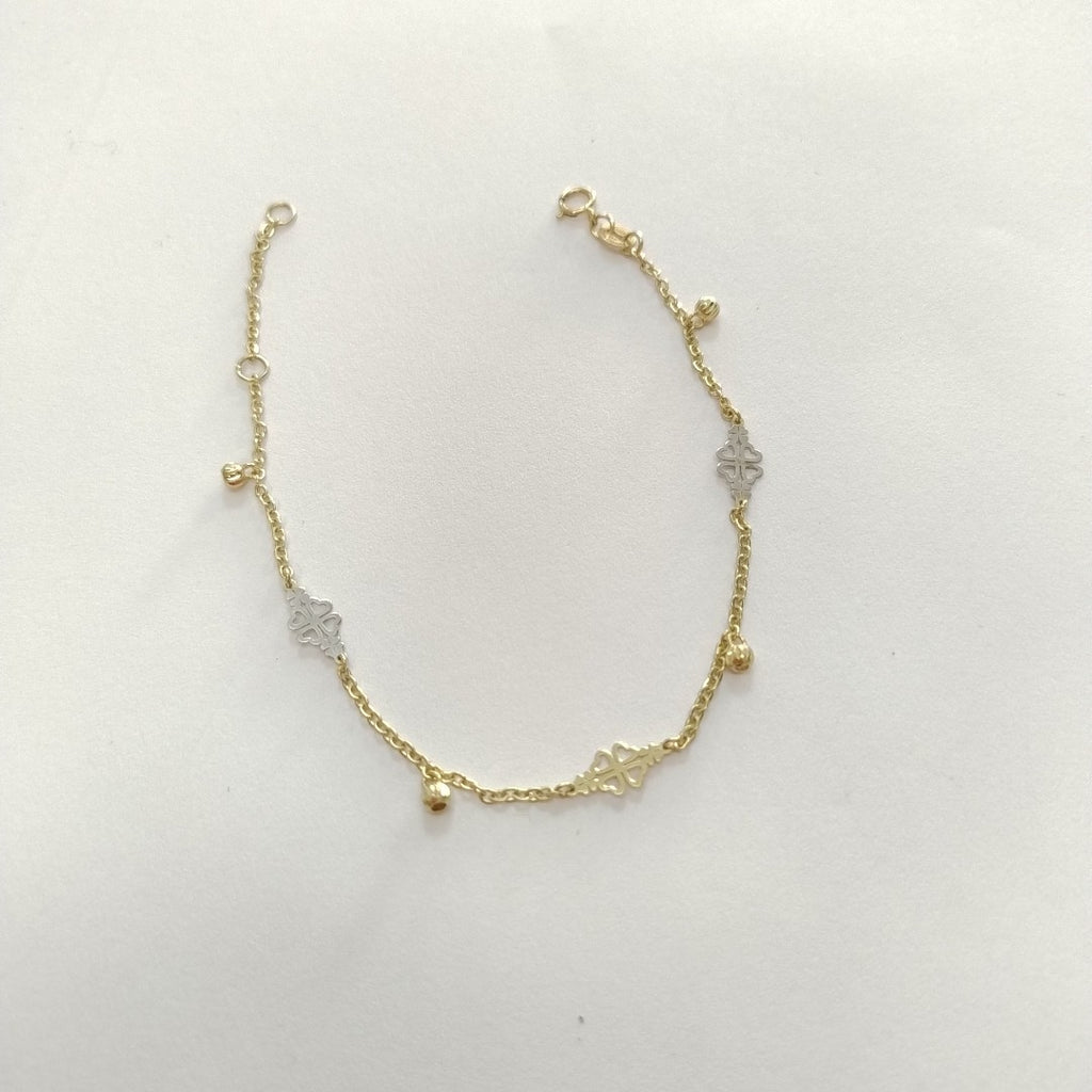 PULSERA ESPECIAL CON TREBOL 14K 18 CM 1.8 GR (NUEVO)