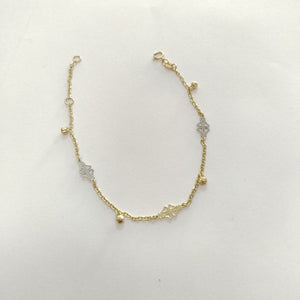 PULSERA ESPECIAL CON TREBOL 14K 18 CM 1.8 GR (NUEVO)