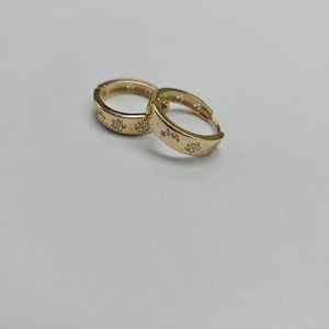 ARETES TEJIDO HUGGIES CON CIRCONIAS 14K 2.9 GR (NUEVO)