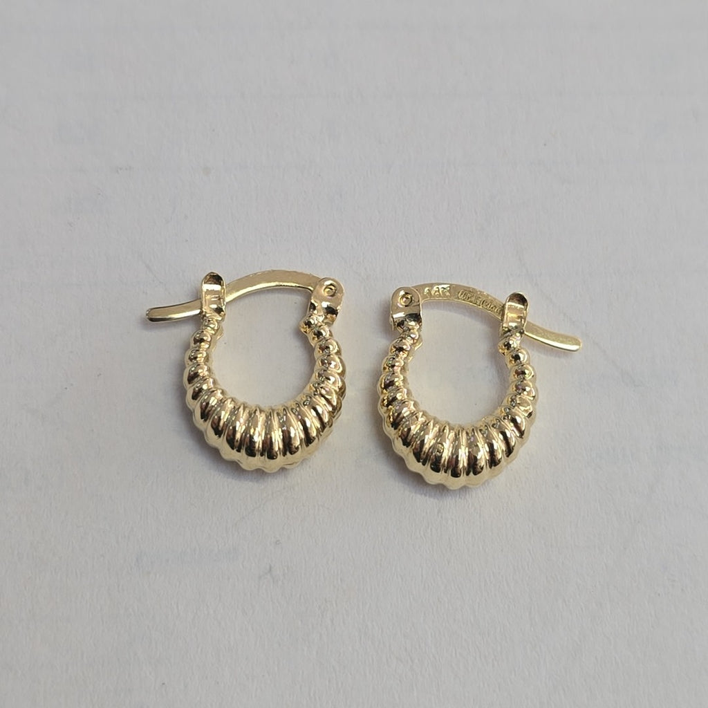 ARETES ARRACADA ESTRIADAS 14K 1.1 GR (NUEVO)