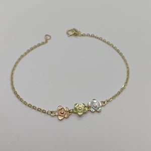 PULSERA TEJIDO ESPECIAL FIG FLORES 14K 18 CM 2.1 GR (NUEVO)