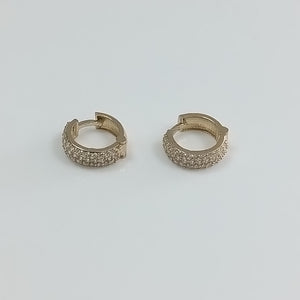 ARETES HUGGIE CON CIRCONIAS 14K 2 GR (NUEVO)