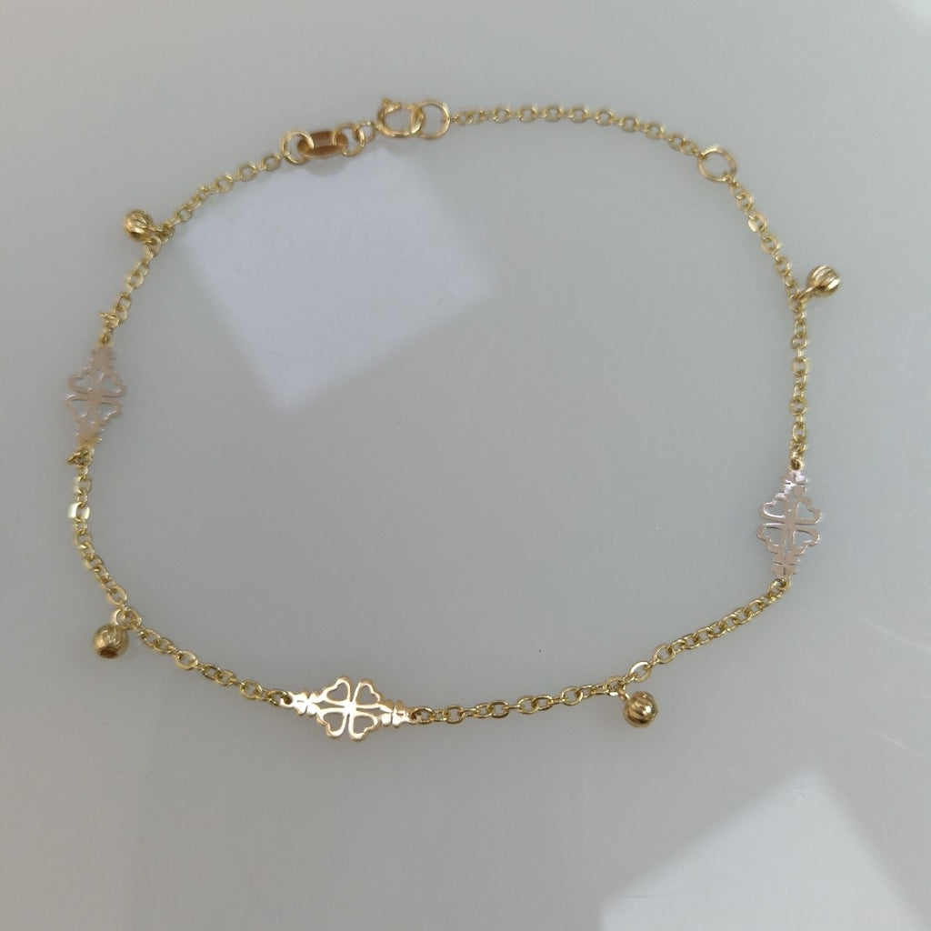 PULSERA ESPECIAL CON TREBOL 14K 18 CM 1.8 GR (NUEVO)