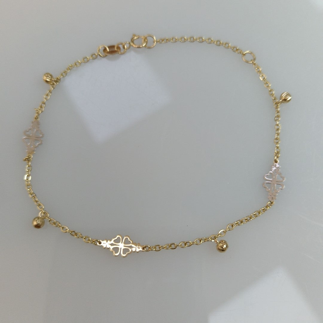 PULSERA ESPECIAL CON TREBOL 14K 18 CM 1.8 GR (NUEVO)