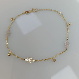 PULSERA ESPECIAL CON TREBOL 14K 18 CM 1.8 GR (NUEVO)