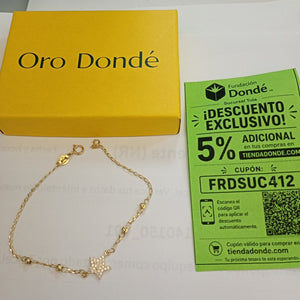 PULSERA ESPECIAL CON ESTRELLA Y CIRCONIAS 14K 18 CM 1.5 GR (NUEVO)