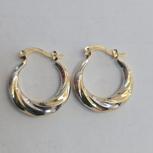 ARETES TEJIDO ARRACADA TRENZADA COMBINADA 14K 1.8 GR (NUEVO)