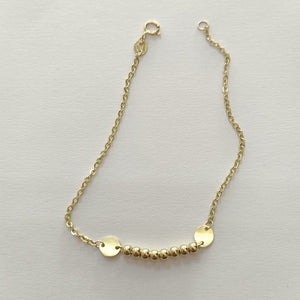 PULSERA TEJIDO ESPECIAL CON BOLITAS 14K 18 CM 1.8 GR (NUEVO)
