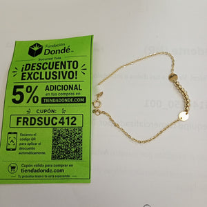 PULSERA TEJIDO ESPECIAL CON BOLITAS 14K 18 CM 1.8 GR (NUEVO)