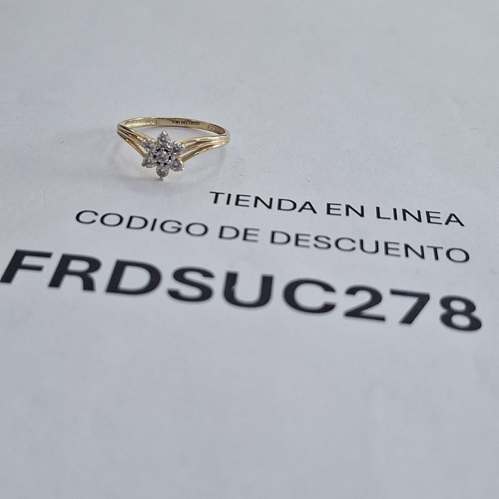 ANILLO ANILLITO FLOR C CIRCONIAS 14K 7 TALLA 1.4 GR (NUEVO)