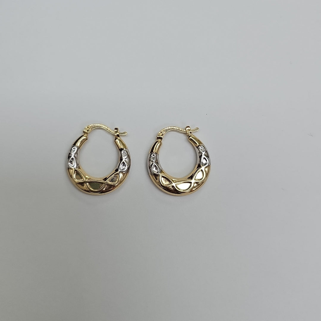 ARETES ARRACADAS COMBINADAS CON INFINITO 14K 2.2 GR (NUEVO)