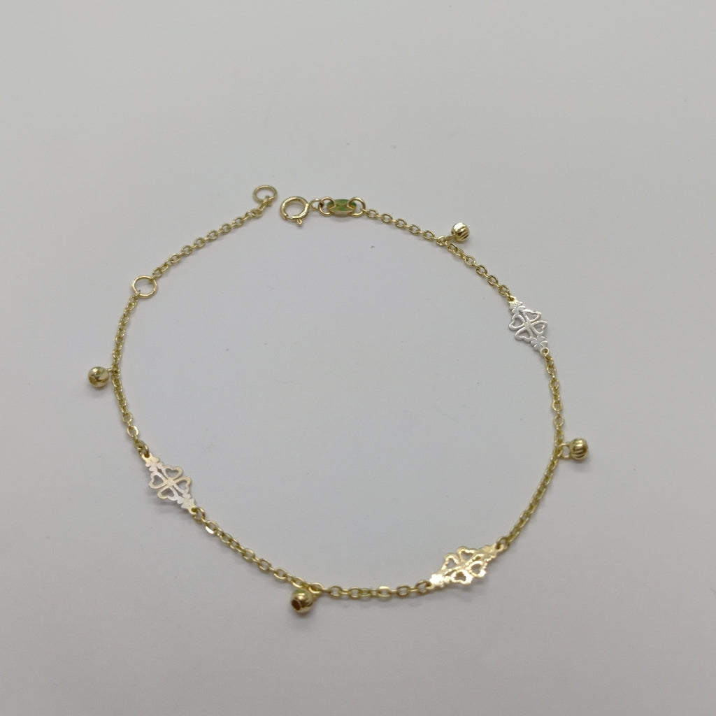 PULSERA ESPECIAL CON TREBOL 14K 18 CM 1.8 GR (NUEVO)
