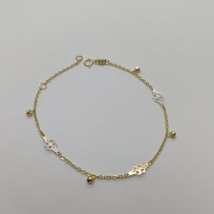 PULSERA ESPECIAL CON TREBOL 14K 18 CM 1.8 GR (NUEVO)