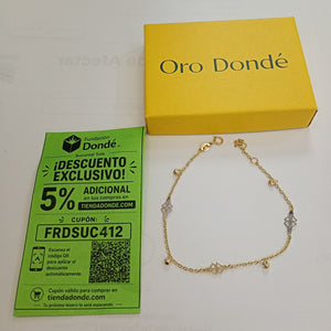 PULSERA ESPECIAL CON TREBOL 14K 18 CM 1.8 GR (NUEVO)