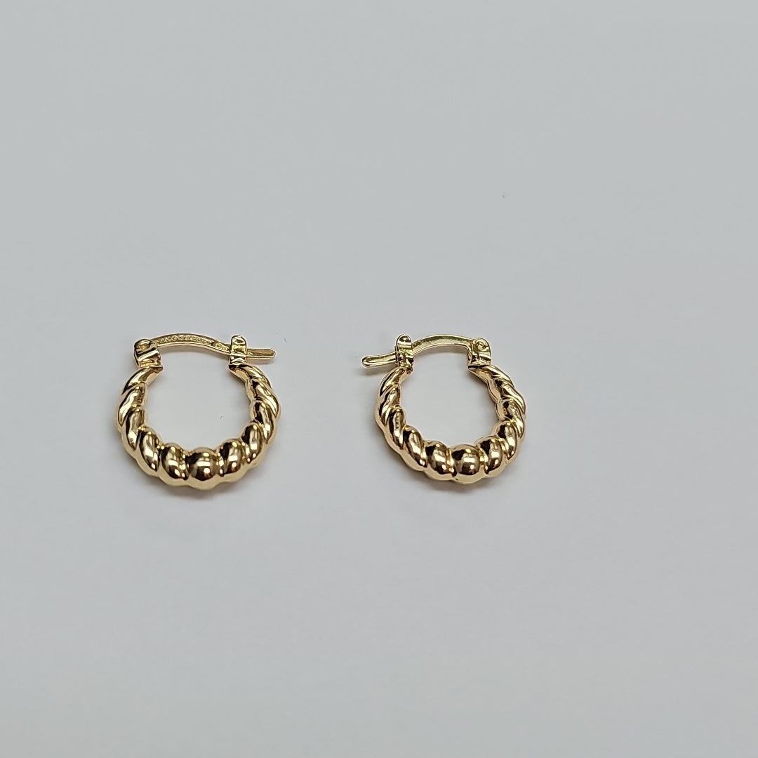 ARETES ARRACADAS TZL HUECAS 14K 1.5 GR (NUEVO)