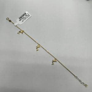 PULSERA ESPECIAL CON DIJES DELFINES 10K 18 CM 2 GR (NUEVO)