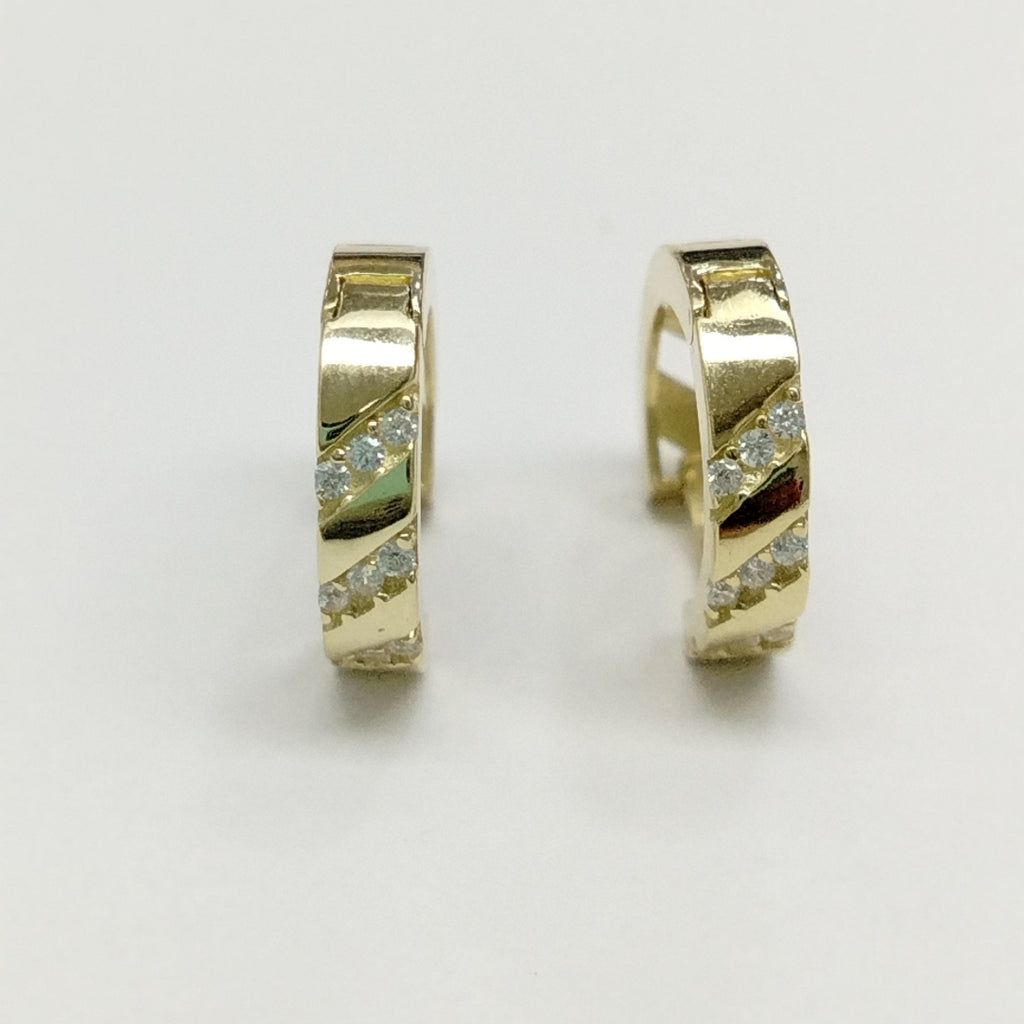 ARETES HUGGIES CON CIRCONIAS 14K 2.2 GR (NUEVO)