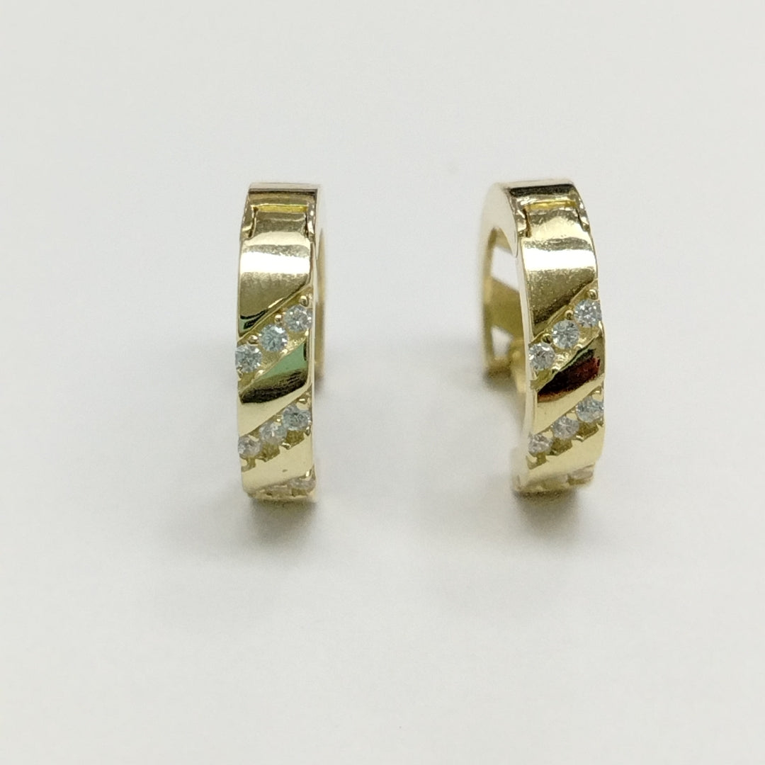 ARETES HUGGIES CON CIRCONIAS 14K 2.2 GR (NUEVO)