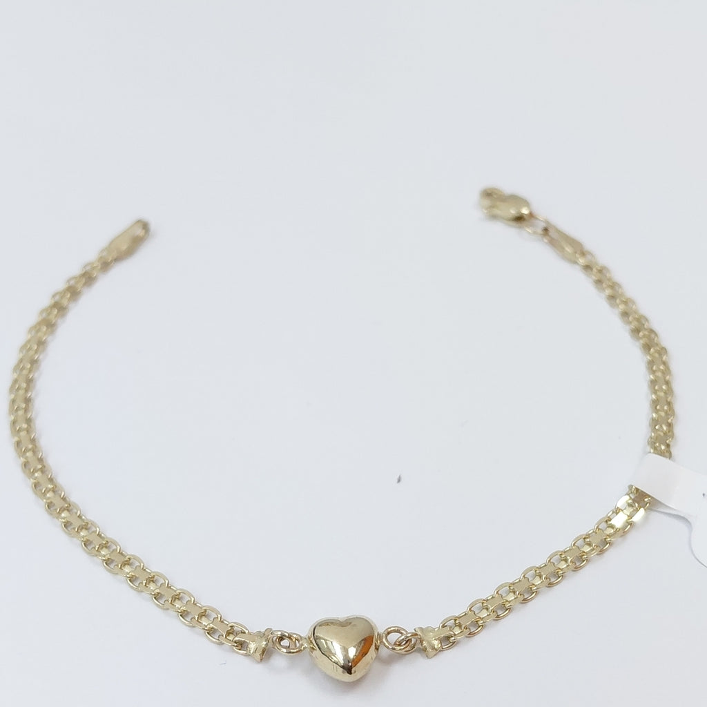 PULSERA ESPECIAL C CORAZON 14K 18 CM 2.7 GR (NUEVO)