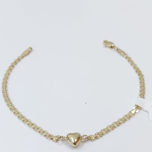 PULSERA ESPECIAL C CORAZON 14K 18 CM 2.7 GR (NUEVO)
