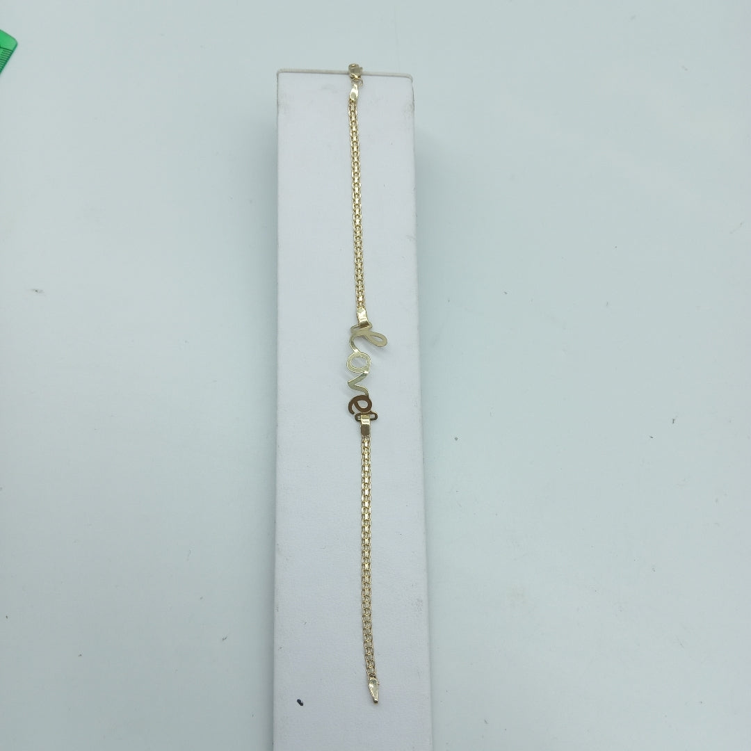 PULSERA ESCLAVA GRABADA LOVE 10K 18 CM 2.7 GR (NUEVO)