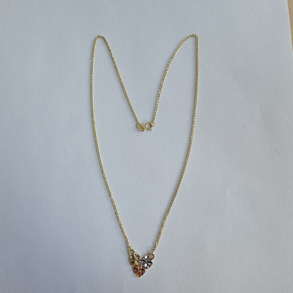 CADENA TEJIDO GARGANTILLA ESPECIAL C FLORES 14K 45 CM 2.9 GR (NUEVO)