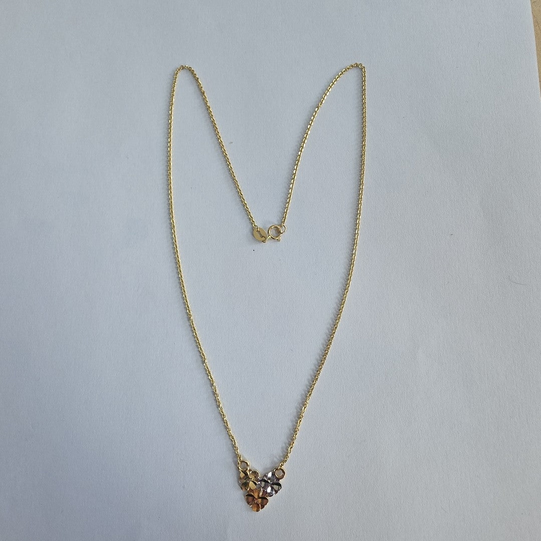 CADENA TEJIDO GARGANTILLA ESPECIAL C FLORES 14K 45 CM 2.9 GR (NUEVO)