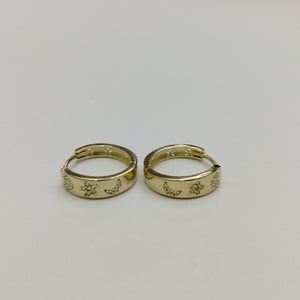 ARETES TEJIDO HUGGIES CON CIRCONIAS 14K 2.9 GR (NUEVO)