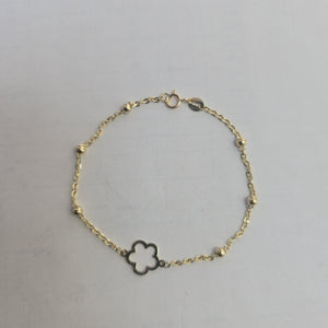 PULSERA TEJIDO ESPECIAL CON FLOR 14K 18 CM 1.6 GR (NUEVO)