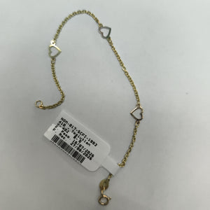 PULSERA ESPECIAL CON CORAZONES 14K 18 CM 1.3 GR (NUEVO)