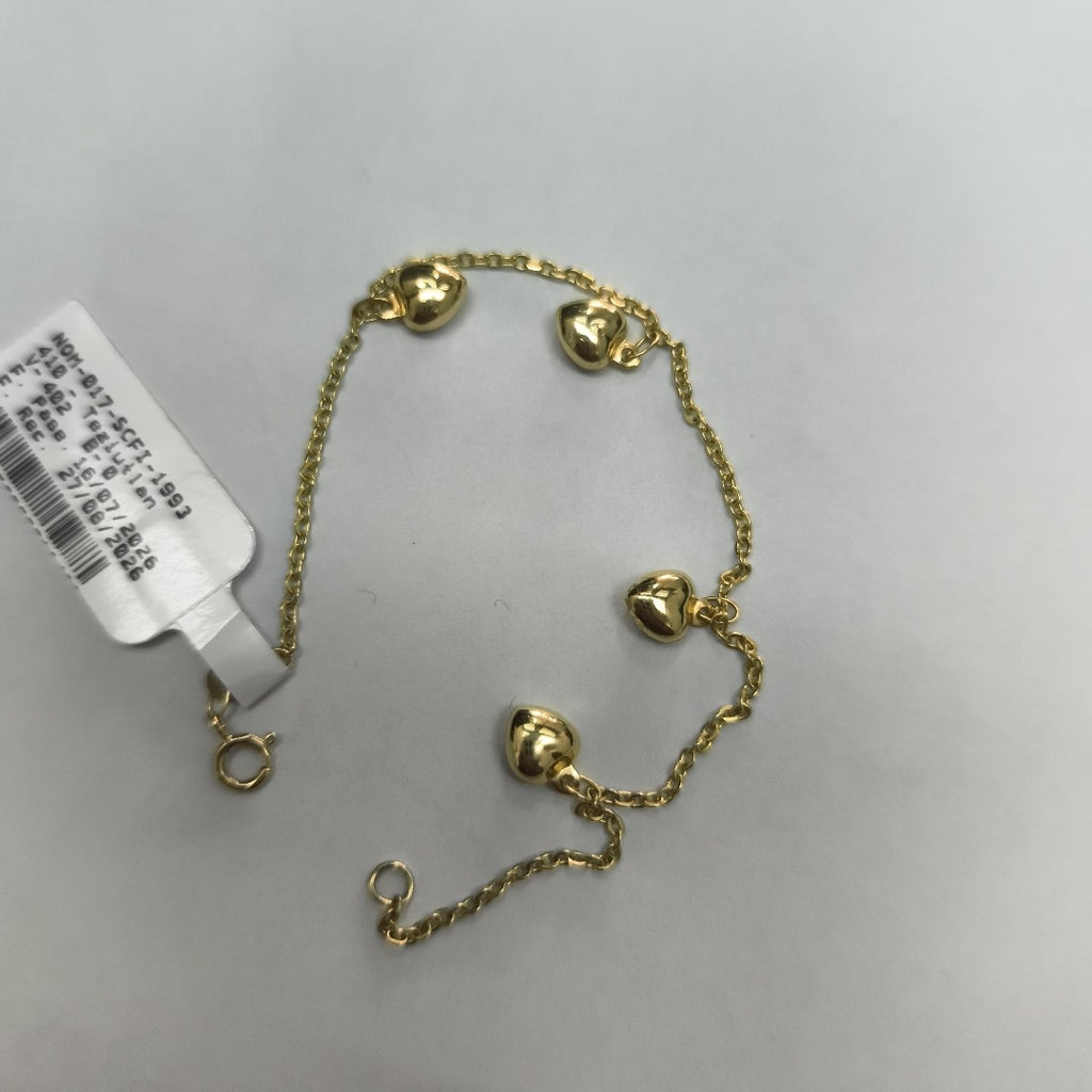 PULSERA ESP CON FIG CORAZONES 14K 18 CM 1.8 GR (NUEVO)